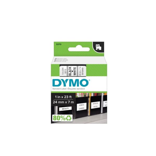 Dymo D1 feliratozogep szalag S0720930 53713 24mmx7m fekete feher ORIGINAL i109967