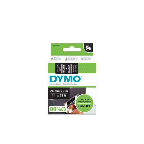 Dymo D1 feliratozogep szalag S0721010 53721 24mmx7m feher fekete ORIGINAL i109997