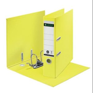 Iratrendező, 80 mm, A4, karton, újrahasznosított, LEITZ "180 Recycle", sárga