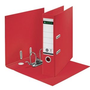 Iratrendező, 80 mm, A4, karton, újrahasznosított, LEITZ "180 Recycle", piros