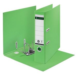 Iratrendező, 80 mm, A4, karton, újrahasznosított, LEITZ "180 Recycle", zöld