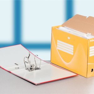 Archiválódoboz, A4, 100 mm, karton, ESSELTE "Boxycolor", sárga