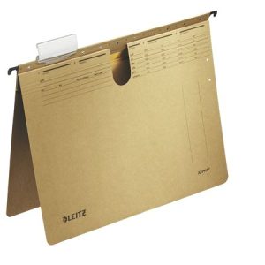 Függőmappa, gyorsfűzős, karton, A4, LEITZ "Alpha", natúr
