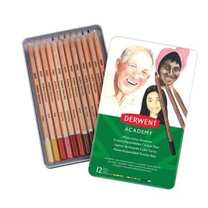 Akvarell ceruza készlet, DERWENT "Academy", 12 különböző szín
