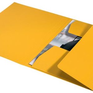 Pólyás dosszié, karton, A4, LEITZ "Recycle", sárga