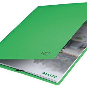 Gumis mappa, karton, A4, LEITZ "Recycle", zöld