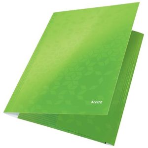 Gumis mappa, 15 mm, karton, A4, LEITZ "Wow", zöld