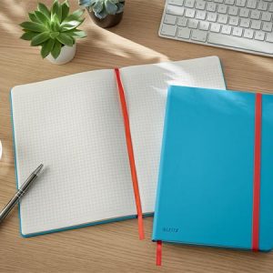 Beíró, B5, kockás, 80 lap, keményfedeles, LEITZ "Cosy Soft Touch", nyugodtkék