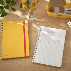 Spirálfüzet, B5, vonalas, 80 lap, LEITZ, "Cosy Soft Touch", melegsárga