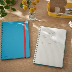 Spirálfüzet, B5, vonalas, 80 lap, LEITZ, "Cosy Soft Touch", nyugodtkék