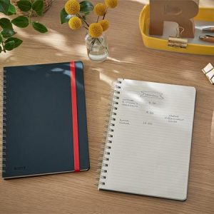 Spirálfüzet, B5, vonalas, 80 lap, LEITZ, "Cosy Soft Touch", bársonyszürke