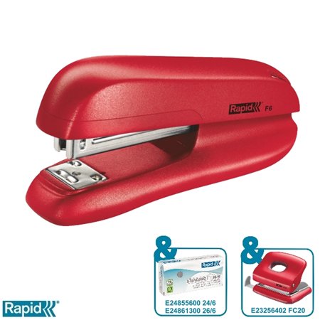 Tűzőgép, 24/6, 26/6, 20 lap, RAPID "F6", piros 1 RAPID
