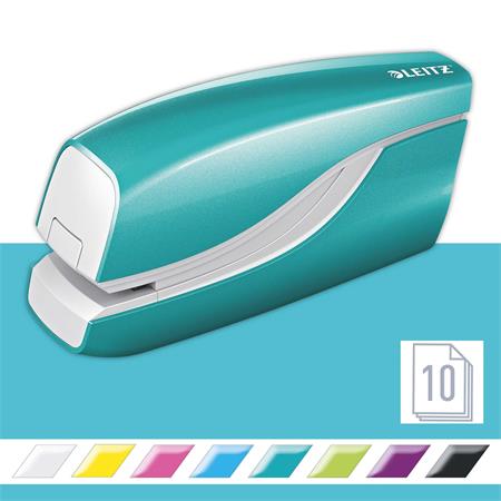 Tűzőgép, elektromos, No.10, 10 lap, LEITZ "Wow", jégkék 2 Tűzőgép, elektromos, No.10, 10 lap, LEITZ "Wow", jégkék