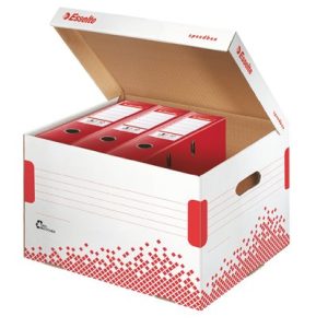 Archiválókonténer, újrahasznosított karton, felfelé nyíló, ESSELTE "Speedbox", fehér