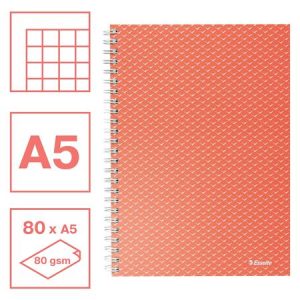 Spirálfüzet, A5, kockás, 80 lap, ESSELTE "Colour`Breeze", korall