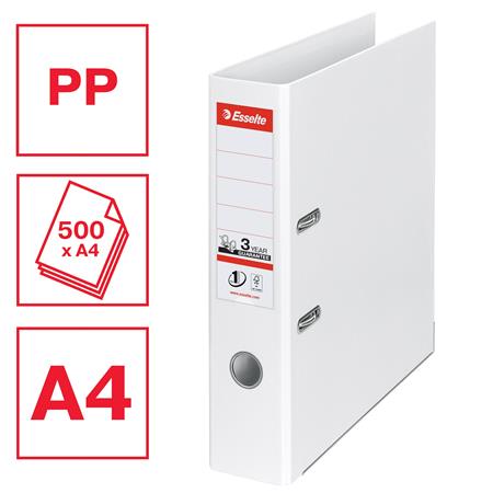 Iratrendező, 75 mm, A4, PP, élvédő sínnel, ESSELTE "Standard", Vivida fehér 2 Iratrendező, 75 mm, A4, PP, élvédő sínnel, ESSELTE "Standard", Vivida fehér