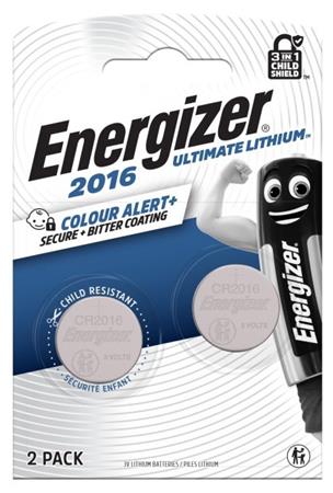 Gombelem, CR2016, 2 db, színjelző, ENERGIZER "Ultimate Lithium Performance" 1 ENERGIZER