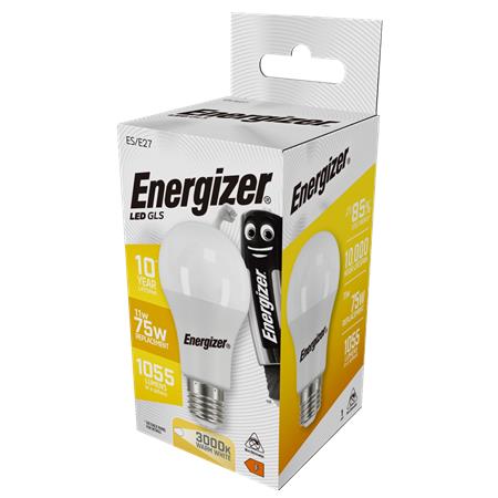 LED izzó, E27, normál gömb, 11,1W (75W), 1055lm, 3000K, ENERGIZER 1 ENERGIZER