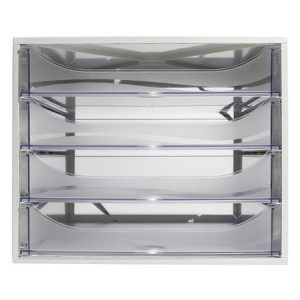 Irattároló, műanyag, 4 fiókos, EXACOMPTA "Ecobox Office", szürke-áttetsző