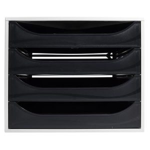 Irattároló, műanyag, 4 fiókos, EXACOMPTA "Ecobox Office", szürke-fekete