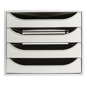 Irattároló, műanyag, 4 fiókos, EXACOMPTA "Ecobox Office", szürke-szürke