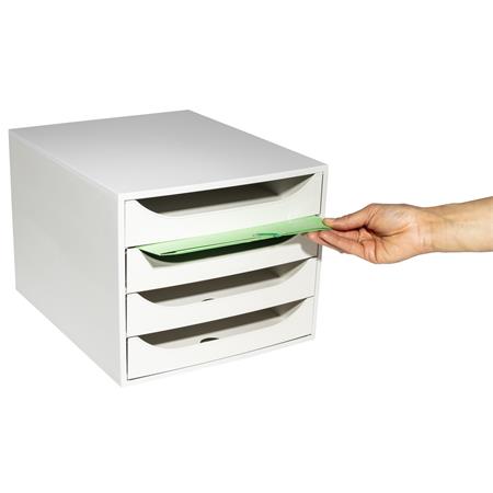 Irattároló, műanyag, 4 fiókos, EXACOMPTA "Ecobox Office", szürke-szürke 3 Műanyag fiókos és polcos tárolórendszerek