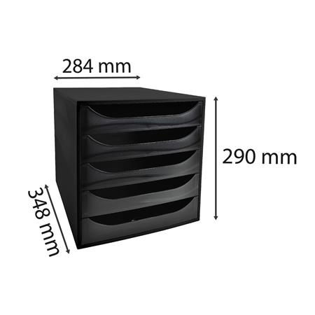 Irattároló, műanyag, 5 fiókos, EXACOMPTA "Ecobox ExoBlack", fekete 4 Irattároló, műanyag, 5 fiókos, EXACOMPTA "Ecobox ExoBlack", fekete - Image 4