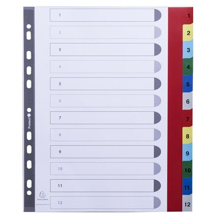 Regiszter, műanyag, A4+, 1-12, EXACOMPTA, színes 2 Regiszter, műanyag, A4+, 1-12, EXACOMPTA, színes