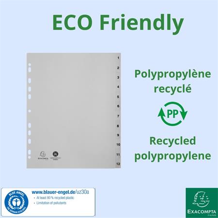 Regiszter, műanyag, A4+, 1-12, EXACOMPTA, szürke 4 Regiszter, műanyag, A4+, 1-12, EXACOMPTA, szürke - Image 4