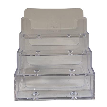 Névjegykártya tartó, asztali, 4 rekesz, EXACOMPTA "Office", áttetsző 3 Fekvő névjegykártyatartók