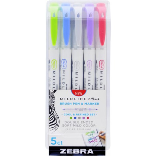 Ecsetirón Zebra Mildliner Brush&Marker Cool&Refined 5-ös készlet 1 Ecsetirón Zebra Mildliner Brush&Marker Cool&Refined 5-ös készlet