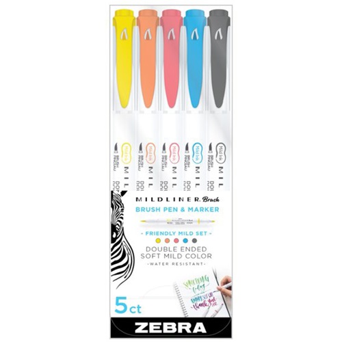 Ecsetirón Zebra Mildliner Brush&Marker Friendly 5-ös készlet 1 Ecsetirón Zebra Mildliner Brush&Marker Friendly 5-ös készlet