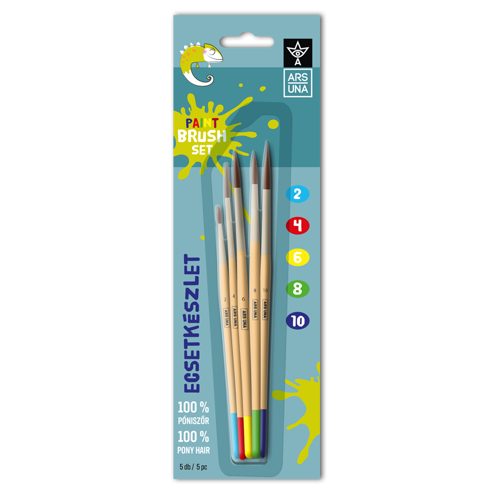Ecsetkészlet, 2, 4, 6, 8,10, natúr fanyelű,kerek 5 darabos klt. Ars Una 1 Ecsetkészlet, 2, 4, 6, 8,10, natúr fanyelű,kerek 5 darabos klt. Ars Una