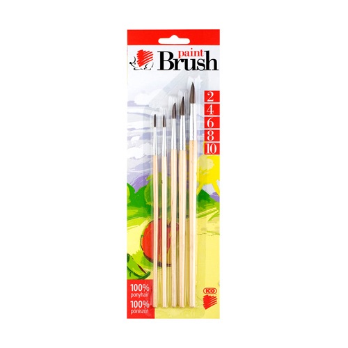 Ecsetkészlet Ico póniszőr fanyelű 5 db-os klt. 2/4/6/8/10 natúr 2 Ecsetkészlet Ico póniszőr fanyelű 5 db-os klt. 2/4/6/8/10 natúr - Image 2