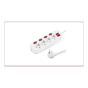 Elosztó négy csatlakozós 4+1 kapcsolós 1,5m kábellel asztali 16A max.