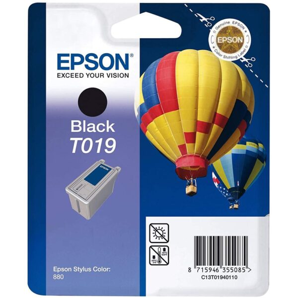 Epson T019 tintapatron black ORIGINAL leertekelt i180972