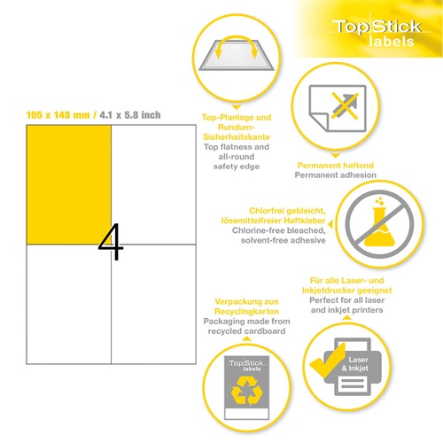 Etikett címke Topstick 105x148 mm szegély nélküli 100 ív 400 db/doboz - Image 2