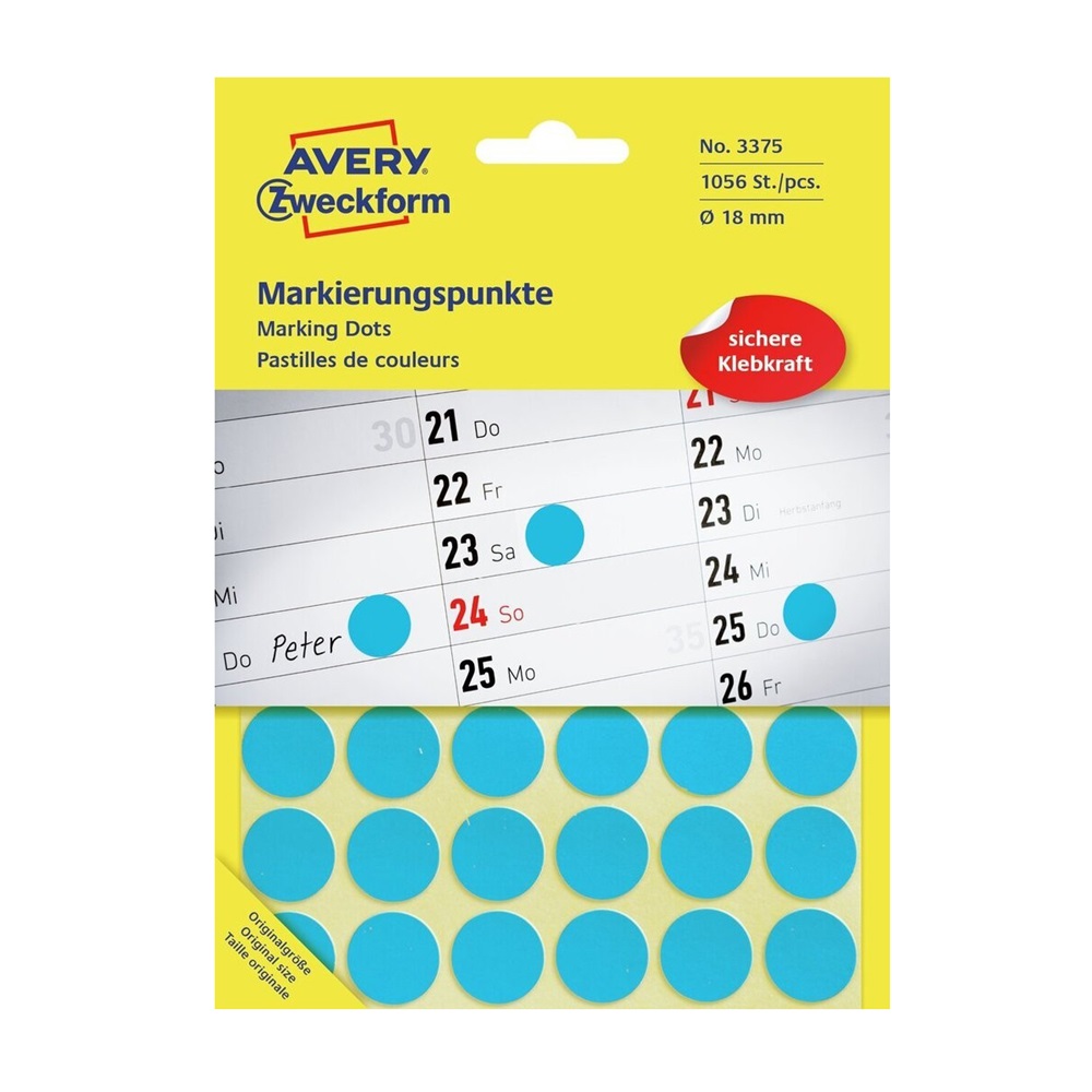 Etikett címke, o18mm, jelölésre, 24 címke/ív, 44 ív/doboz, Avery kék 5 Etikett címke, o18mm, jelölésre, 24 címke/ív, 44 ív/doboz, Avery kék - Image 5