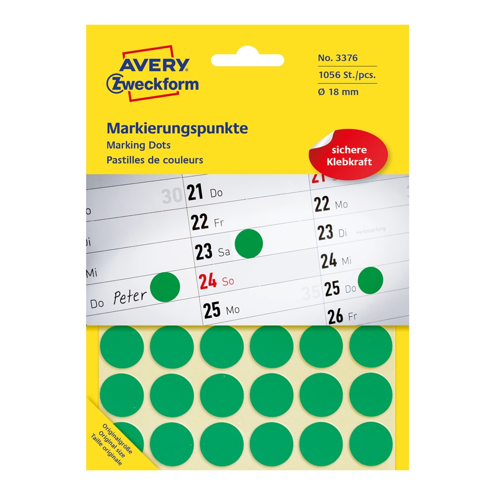 Etikett címke, o18mm, jelölésre, 24 címke/ív, 44 ív/doboz, Avery zöld 5 Etikett címke, o18mm, jelölésre, 24 címke/ív, 44 ív/doboz, Avery zöld - Image 5