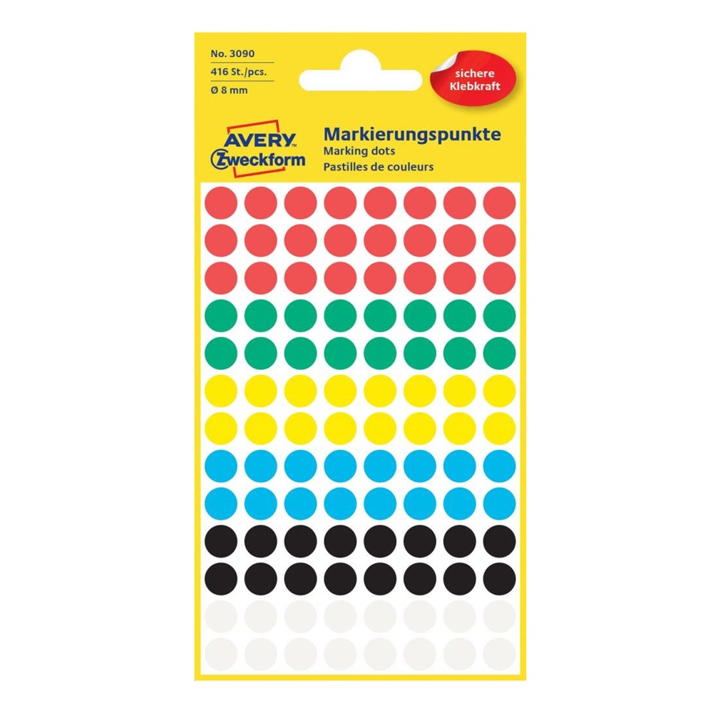 Etikett címke, o8mm, jelölésre, 6 klf. szín 104 címke/ív, 4 ív/doboz, Avery vegyes - Image 5