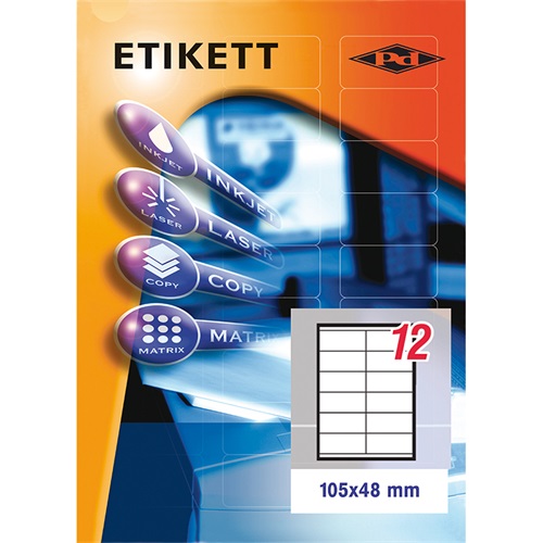 Etikett címke pd 105x48 mm szegéllyel 10 ív 120 db/csomag 1 Etikett címke pd 105x48 mm szegéllyel 10 ív 120 db/csomag