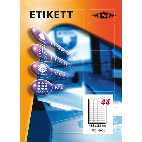 Etikett címke pd 48.5x25.4 mm szegéllyel 100 ív 4400 db/doboz 1 Etikett címke pd 48.5x25.4 mm szegéllyel 100 ív 4400 db/doboz