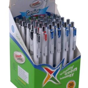 Golyóstoll, 0,4 mm, nyomógombos, vegyes színű tolltest, FLEXOFFICE "Senior", kék