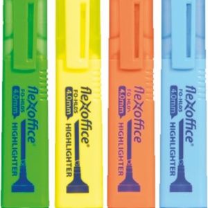 Szövegkiemelő készlet, 1-4 mm, FLEXOFFICE "HL05", 4 különböző szín