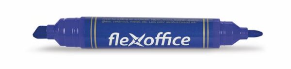 Alkoholos marker, 0,8/6,0 mm, kúpos/vágott, kétvégű, FLEXOFFICE "PM04", kék