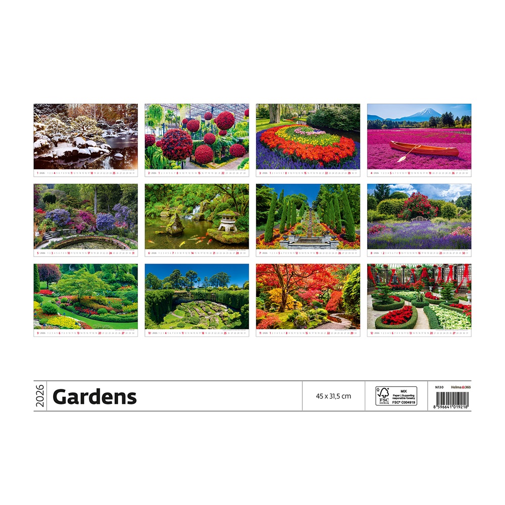 Falinaptár képes 450 × 315 mm, fehér lapokkal Gardens Dayliner 2026. 2 Falinaptár képes 450 × 315 mm, fehér lapokkal Gardens Dayliner 2026. - Image 2
