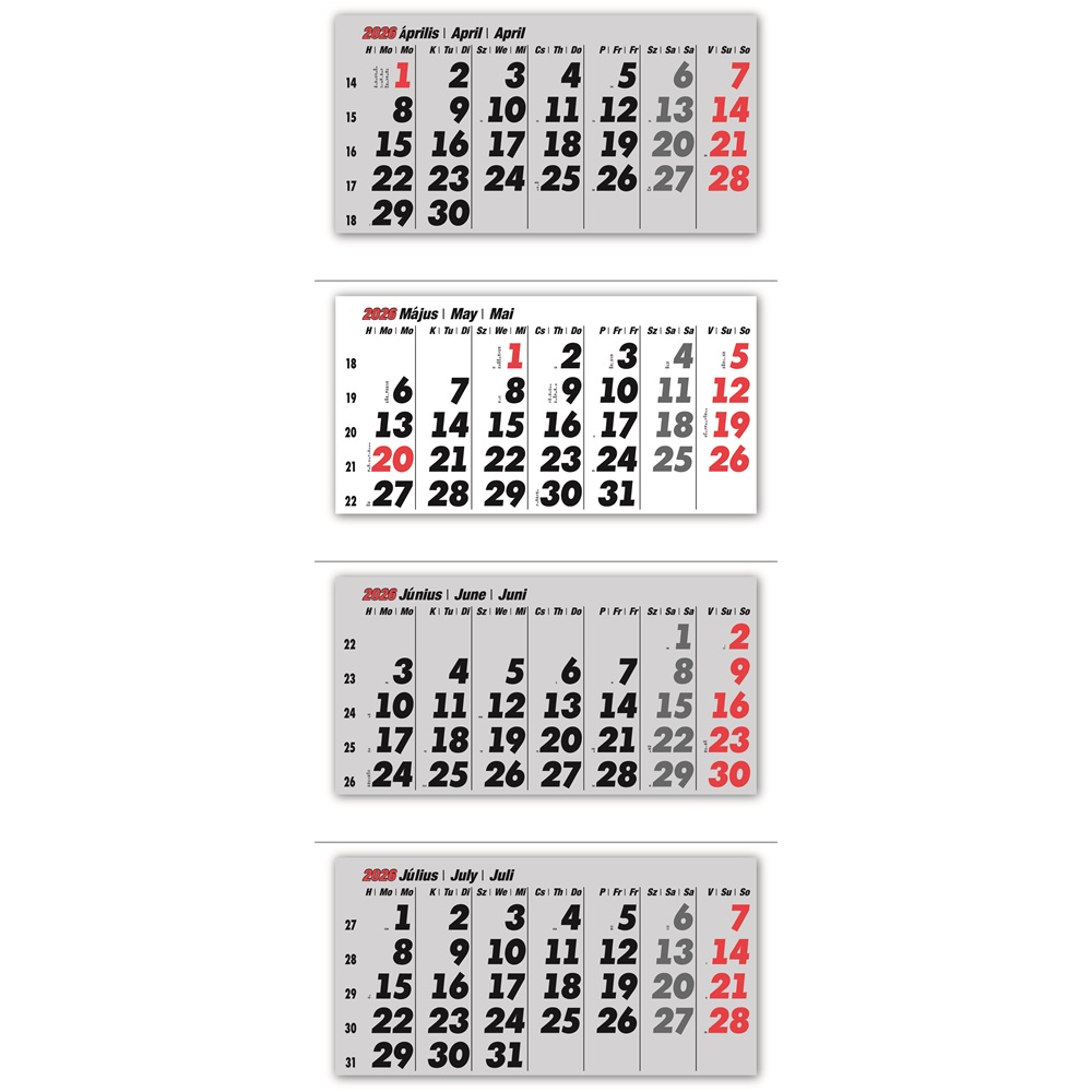 Falinaptár speditőr 4 részes 330mmx1000mm, Realsystem 2026. 1 Falinaptár speditőr 4 részes 330mmx1000mm, Realsystem 2026.