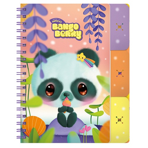 Füzet Bangoberry spirálos, elválasztókkal, 3db Bangobobbal, panda mintával 1 Füzet Bangoberry spirálos, elválasztókkal, 3db Bangobobbal, panda mintával