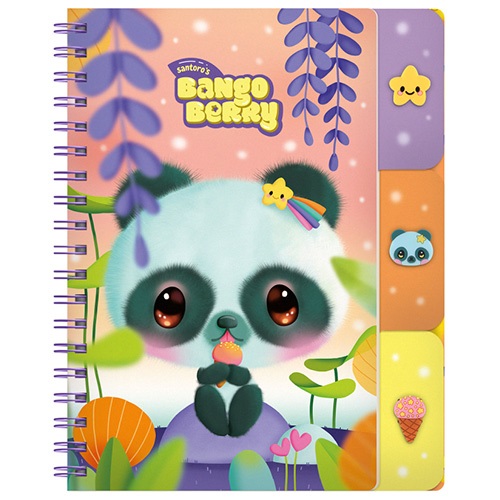 Füzet Bangoberry spirálos, elválasztókkal, 3db Bangobobbal, panda mintával 7 Füzet Bangoberry spirálos, elválasztókkal, 3db Bangobobbal, panda mintával - Image 7