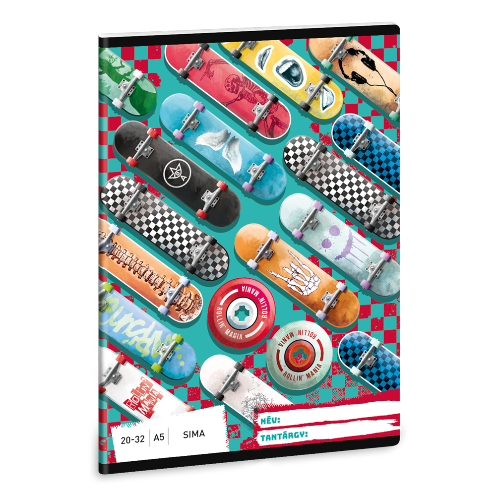 Füzet iskolai A5, 32lap, sima 20-32 Ars Una ROLLIN MANIA (5228) 22  10db/csomag